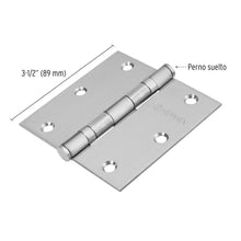 Cargar imagen en el visor de la galería, Bisagra cuadrada 3-1/2&#39;, acero inoxidable, plana
