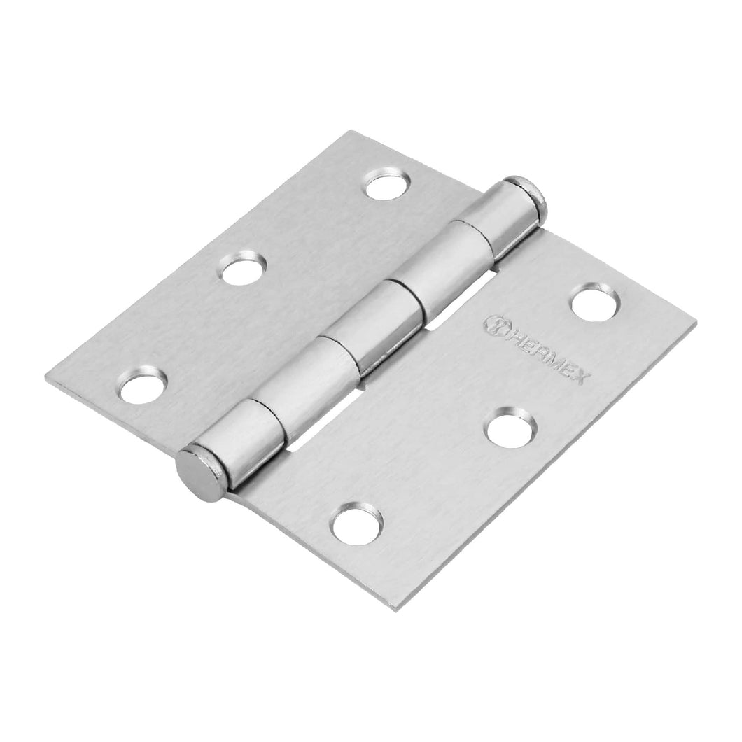 Bisagra cuadrada 3', acero cromo mate, plana
