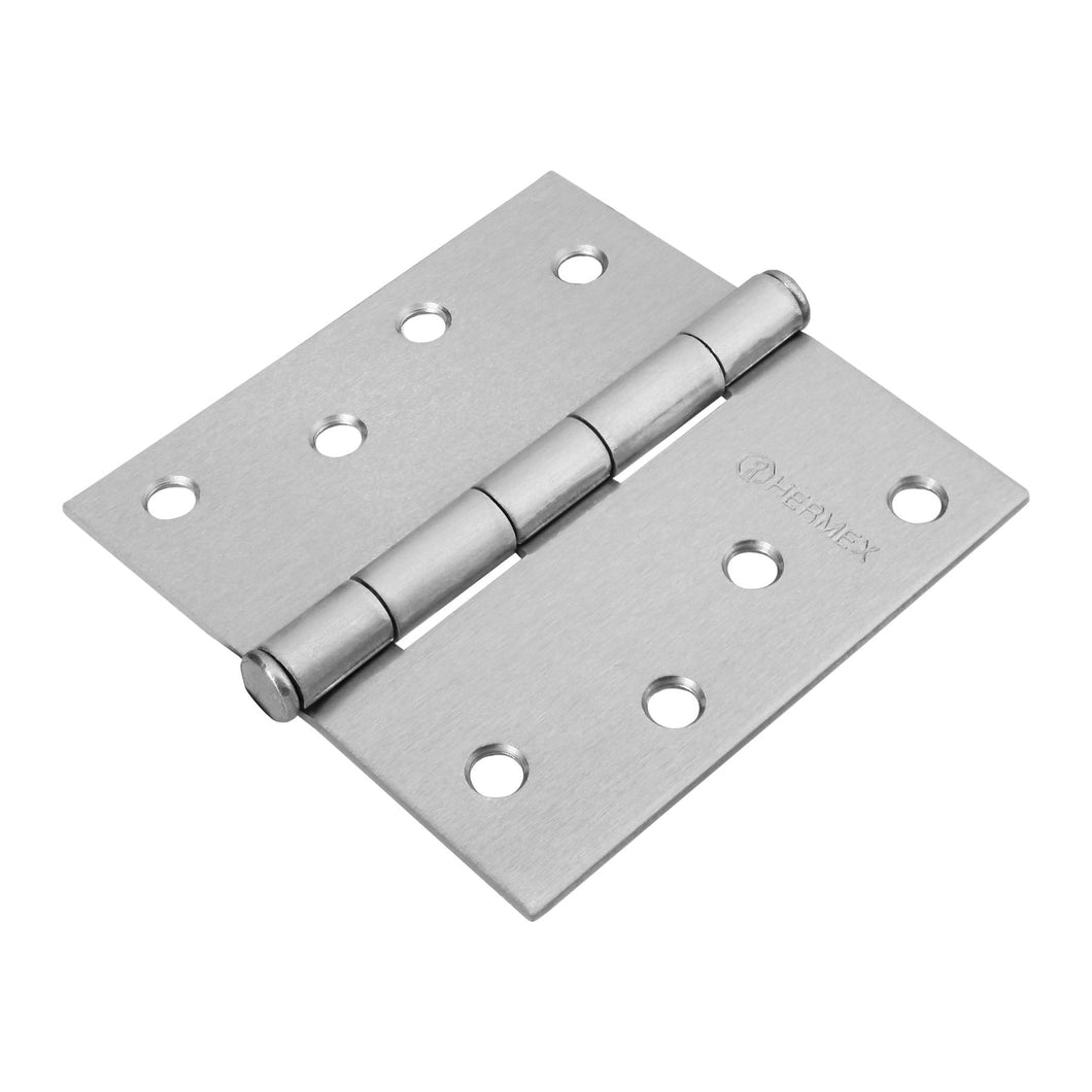 Bisagra cuadrada 4', acero cromo mate, plana