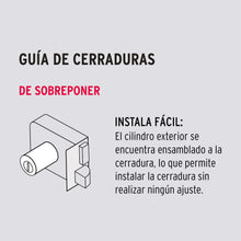 Cargar imagen en el visor de la galería, Cerradura sobreponer, clásica, fácil, tetra, der., blister
