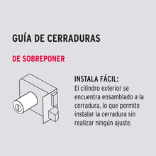 Cargar imagen en el visor de la galería, Cerradura de sobreponer, clásica, instala-fácil, tetra, izq
