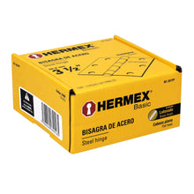 Cargar imagen en el visor de la galería, Bisagra cuadrada 3-1/2&#39;, acero latonado, plana, Hermex Basic
