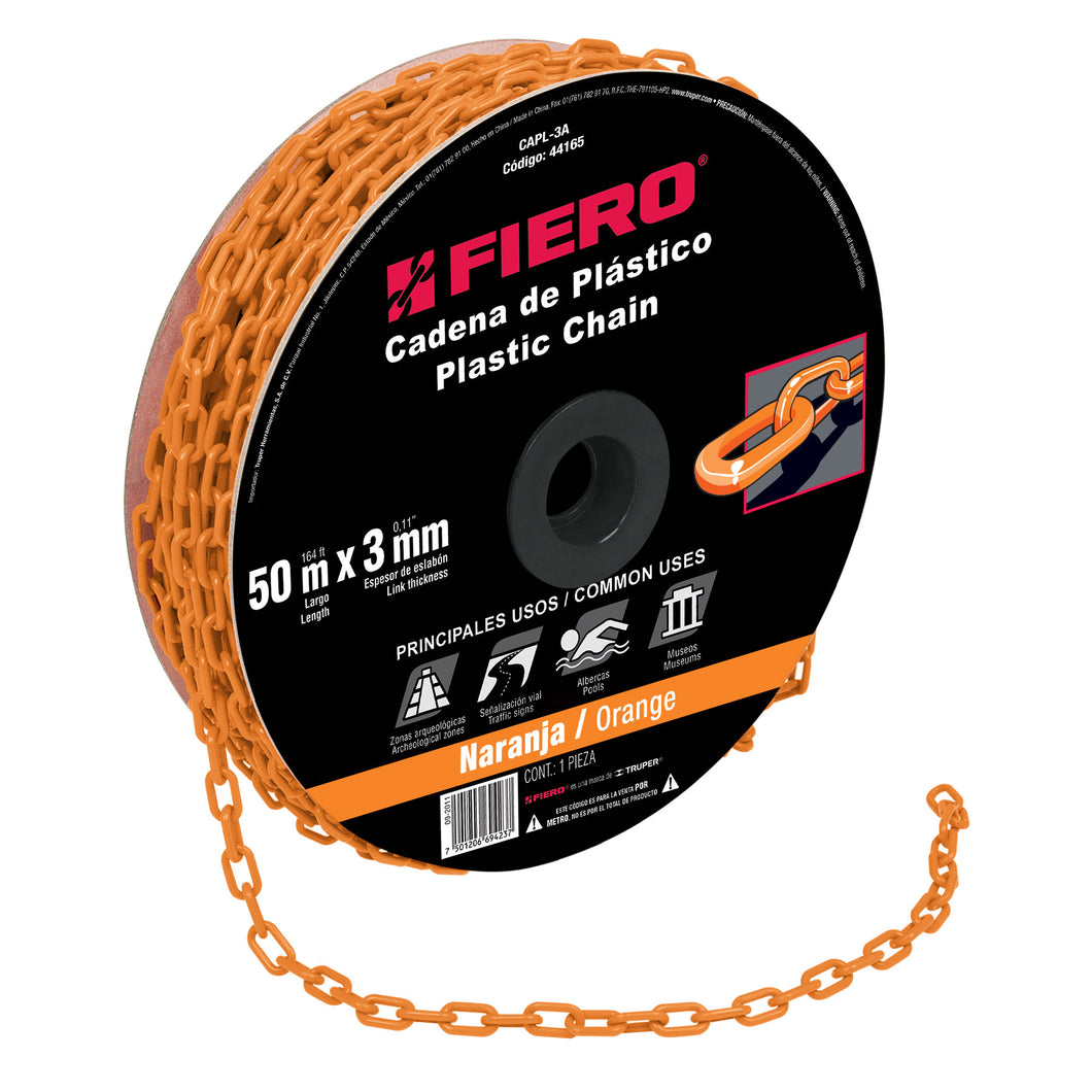 Cadena de plástico de 3mm, naranja