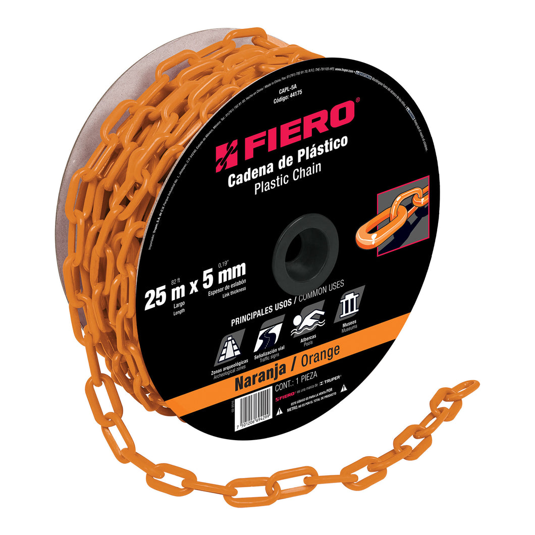 Cadena de plástico de 5mm, naranja
