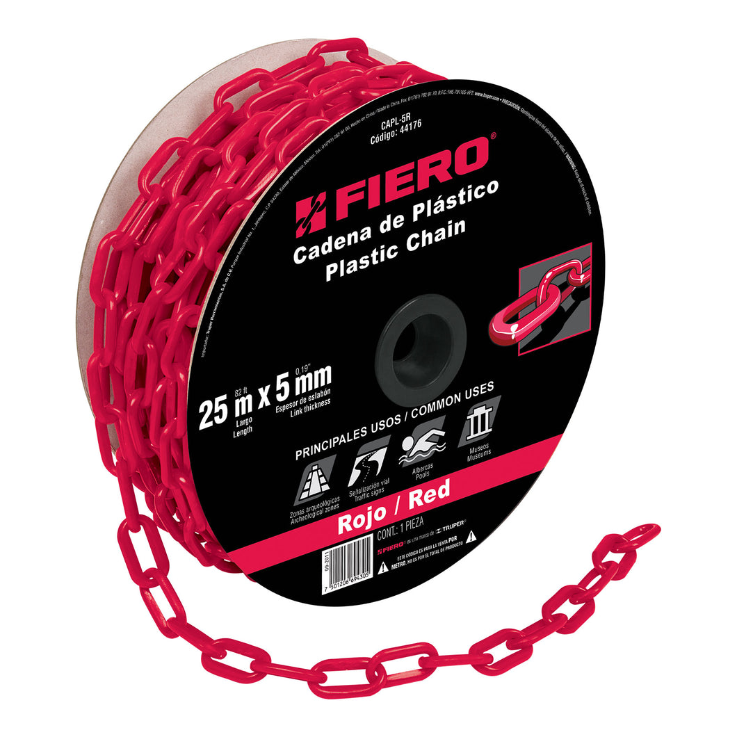 Cadena de plástico de 5mm, roja