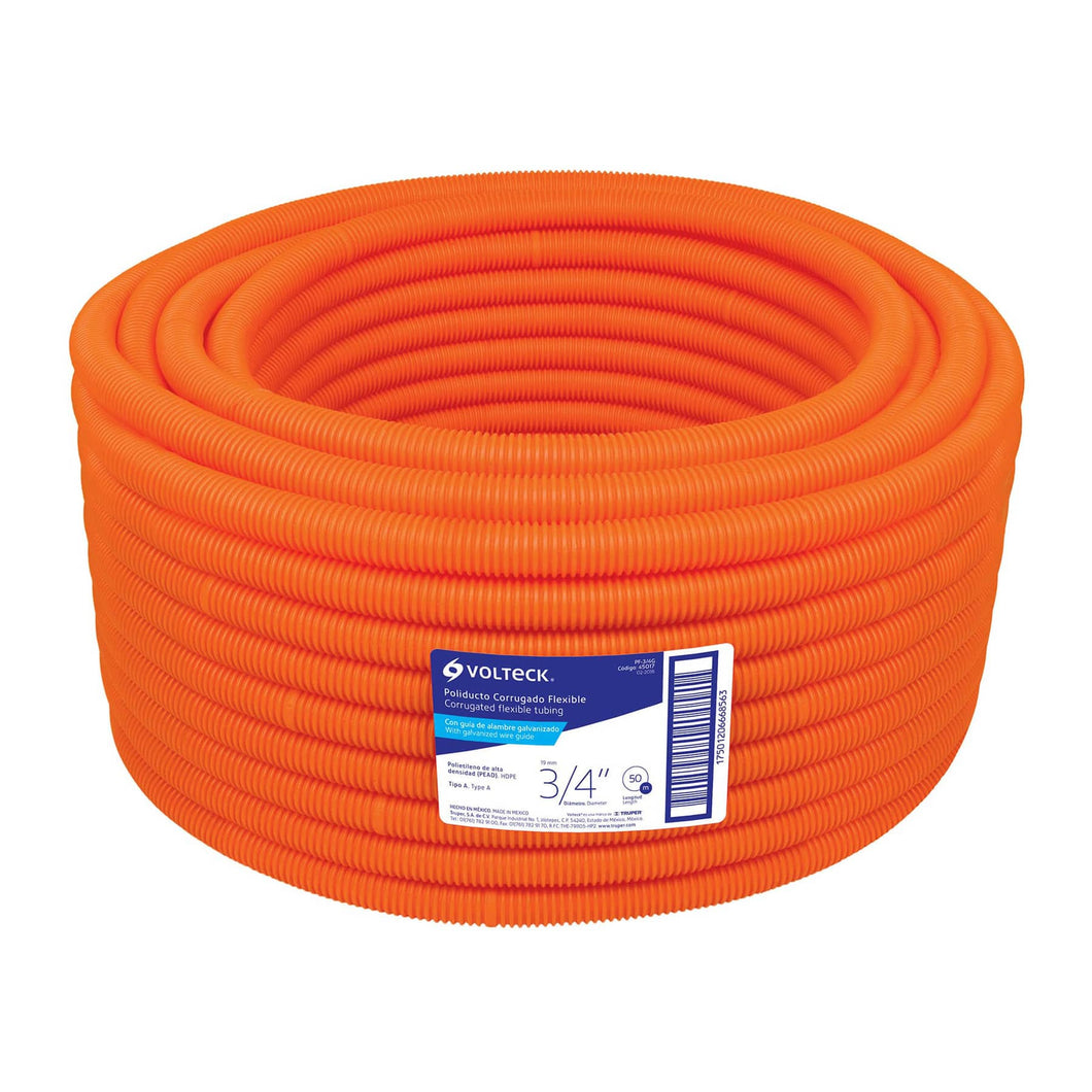 Tubo corrugado flexible, 3/4', rollo 50 m, Volteck
