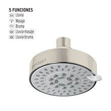 Cargar imagen en el visor de la galería, Regadera 5 funciones, sin brazo, satín, Element
