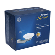 Cargar imagen en el visor de la galería, Jabonera con plato de vidrio, satinado, línea Riviera
