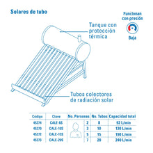 Cargar imagen en el visor de la galería, Calentador de agua solar 130 Litros 2 ó 3 personas

