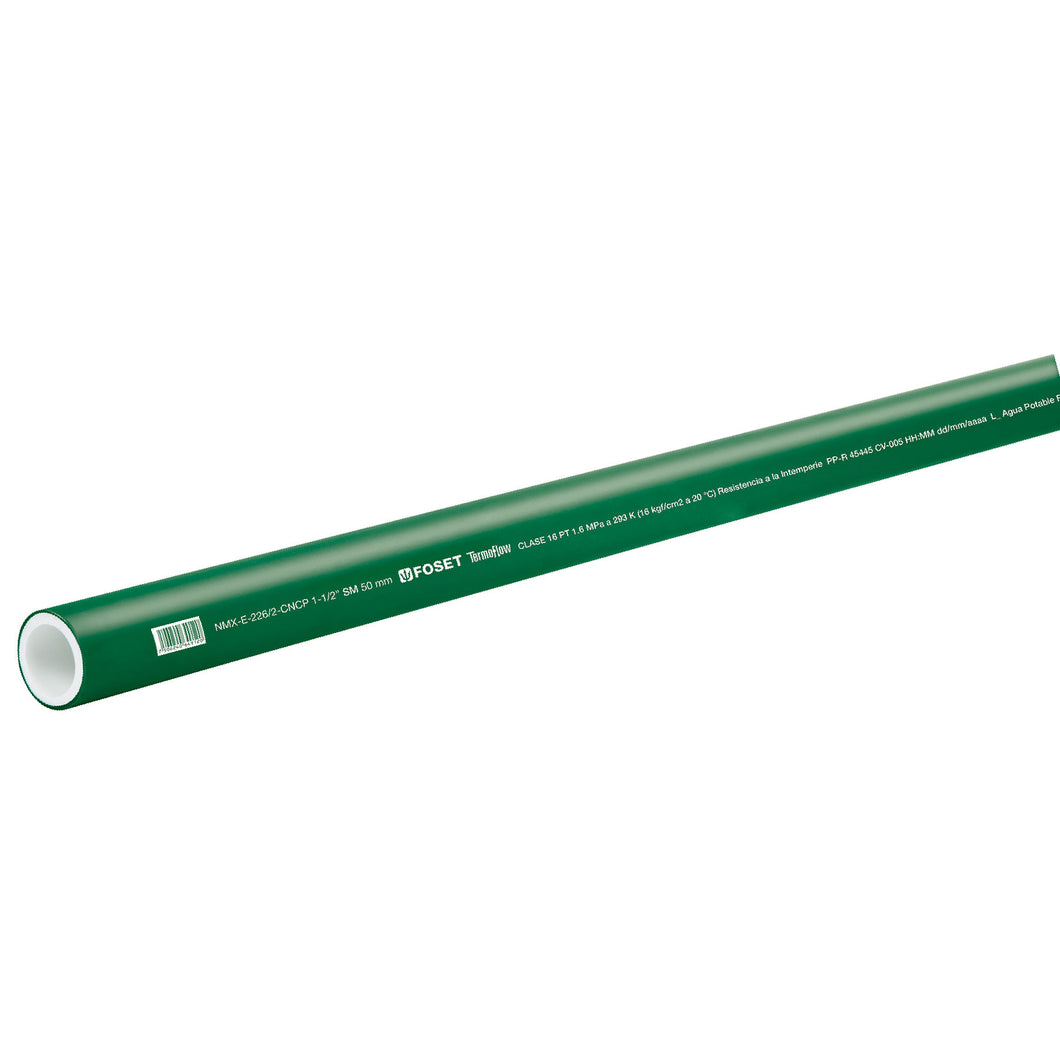 Tubo de PPR, 50mm 1-1/2' X 4m