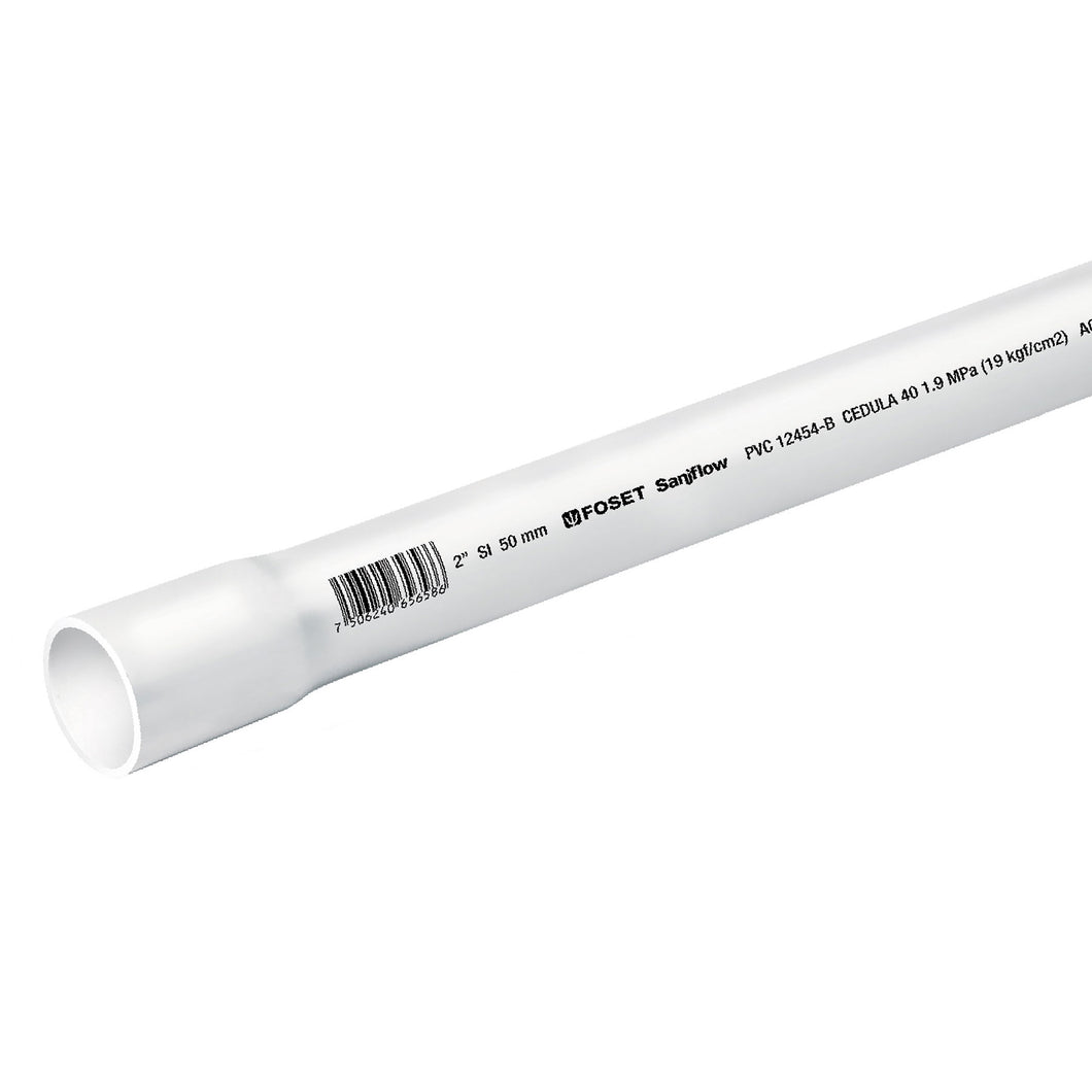 Tubo de PVC hidráulico cédula 40, 2', tramo 3m