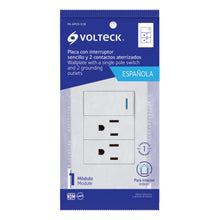 Cargar imagen en el visor de la galería, Placa armada 1 interruptor, 2 contactos,1mod,Española,blanco
