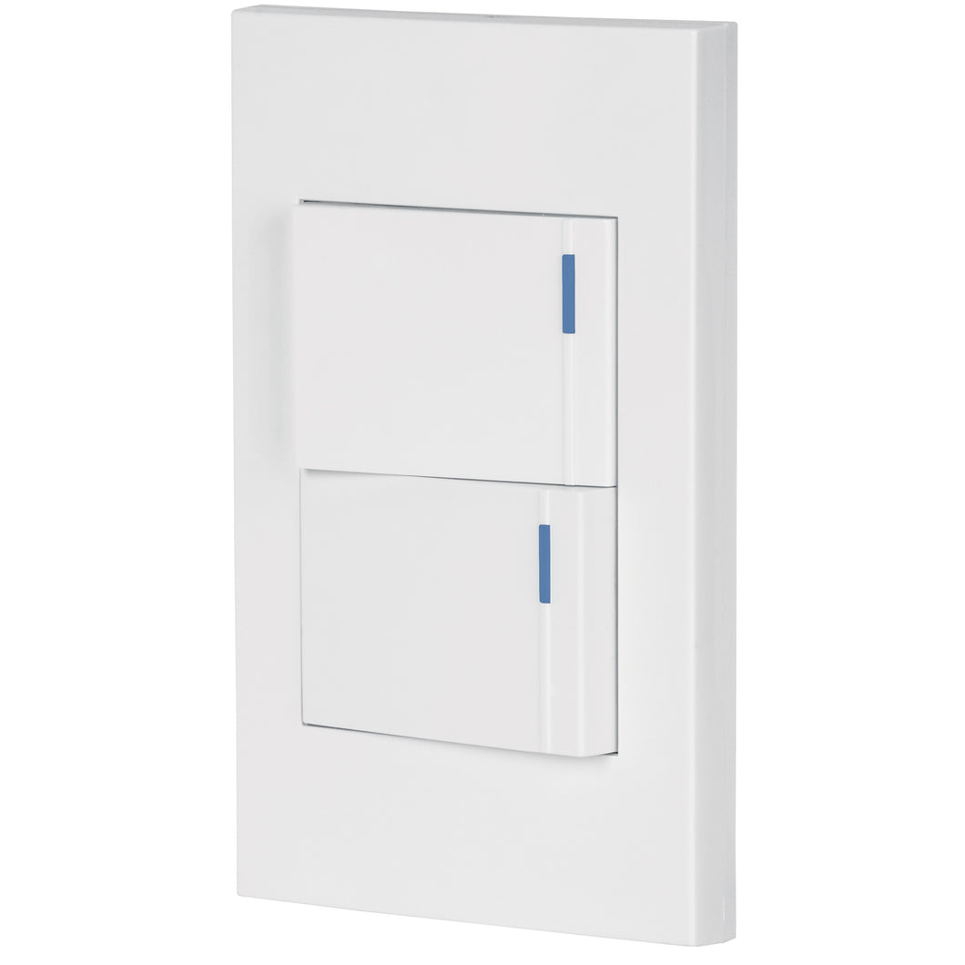 Placa armada 2 interruptores, 1.5 módulos, Española, blanco