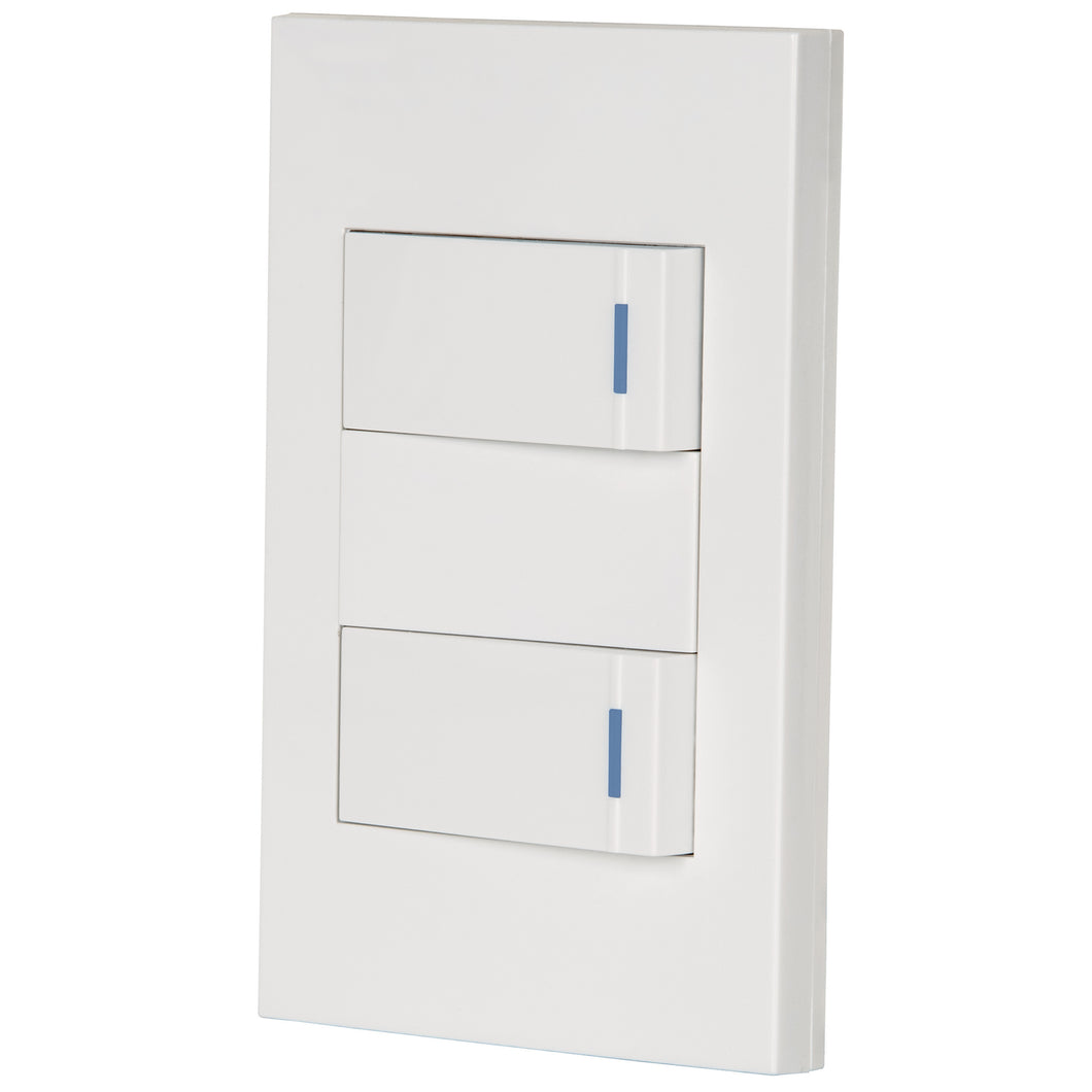 Placa armada 2 interruptores, 1 módulo, Española, blanco