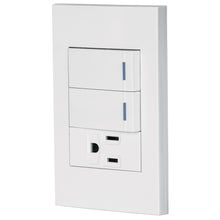 Cargar imagen en el visor de la galería, Placa armada 2 interruptores,1 contacto,1mod,Española,blanco
