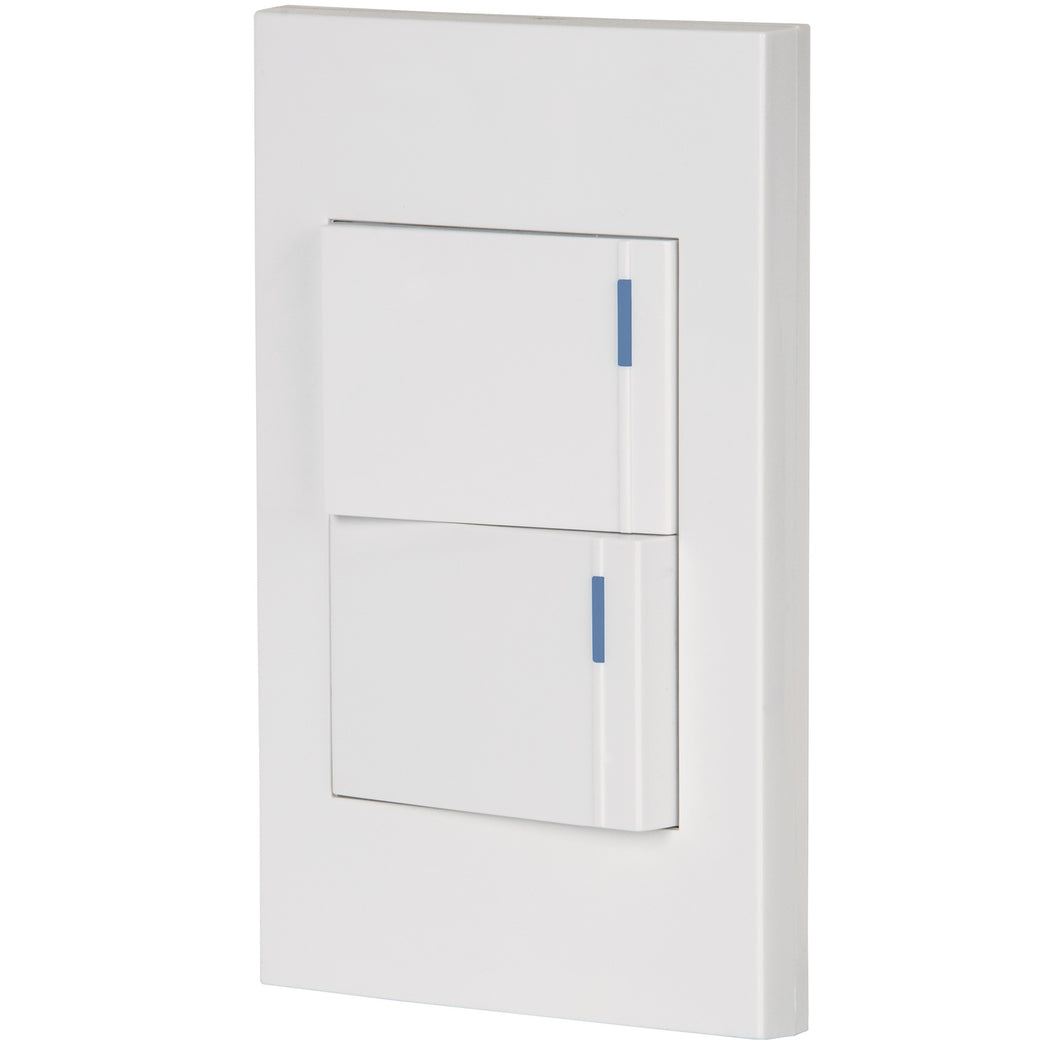 Placa armada 2interruptores 1de 3vías,1.5mod,Española blanco