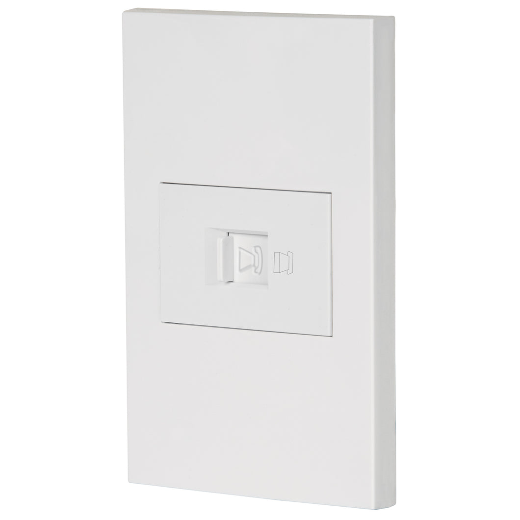 Placa armada 1 toma para teléfono, 1.5 mod, Española, blanco