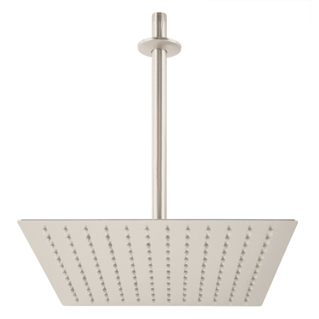 Regadera acero inoxidable, 12', con brazo, satinado, Riviera