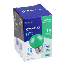 Cargar imagen en el visor de la galería, Lámpara de LED, G45, 127 V, 1 W, verde

