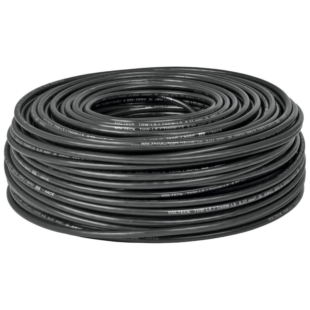 Cable THHW-LS, 8 AWG, color negro rollo 100 m