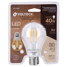 Cargar imagen en el visor de la galería, Lámpara de LED, estilo antiguo, A19, 6 W, E26, luz cálida
