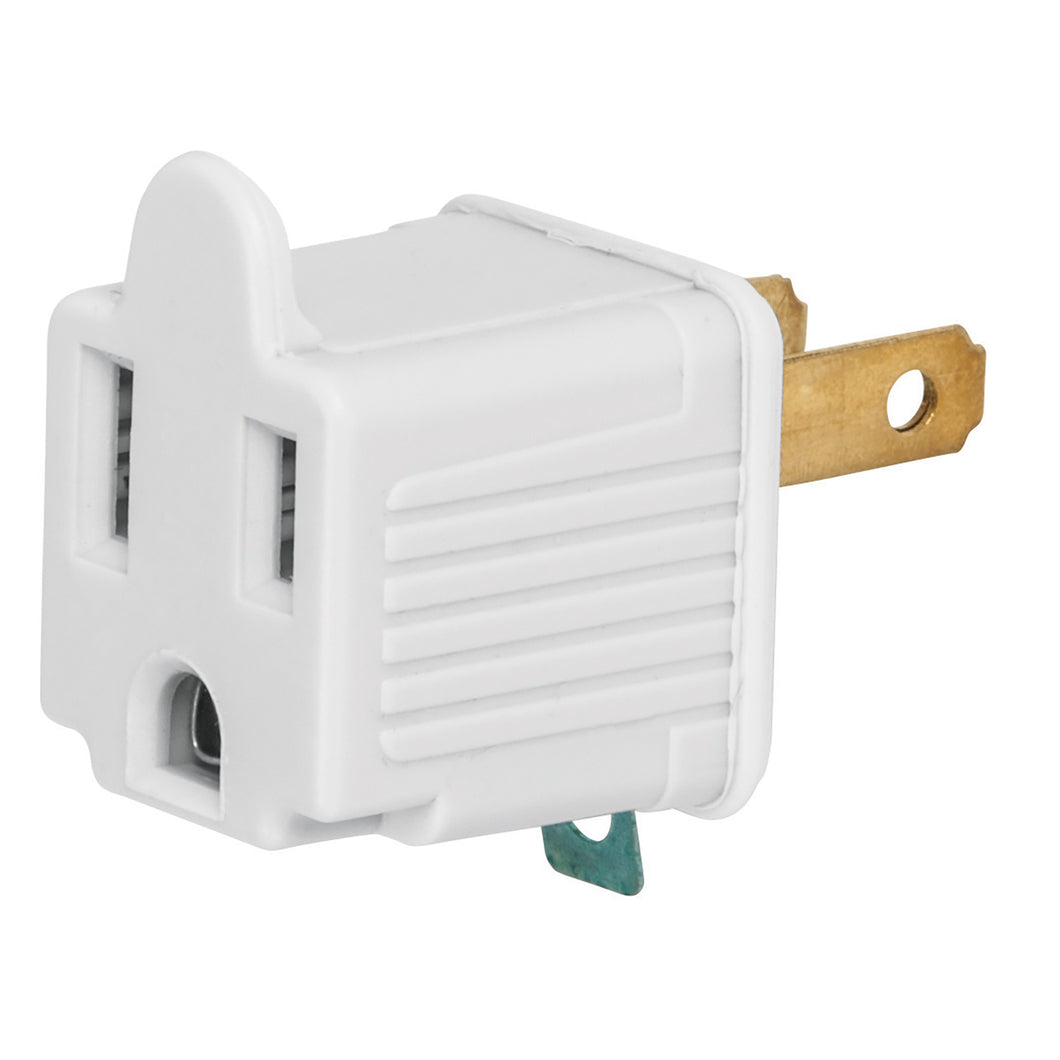 Adaptador 3 a 2 blanco, Volteck, 2 piezas
