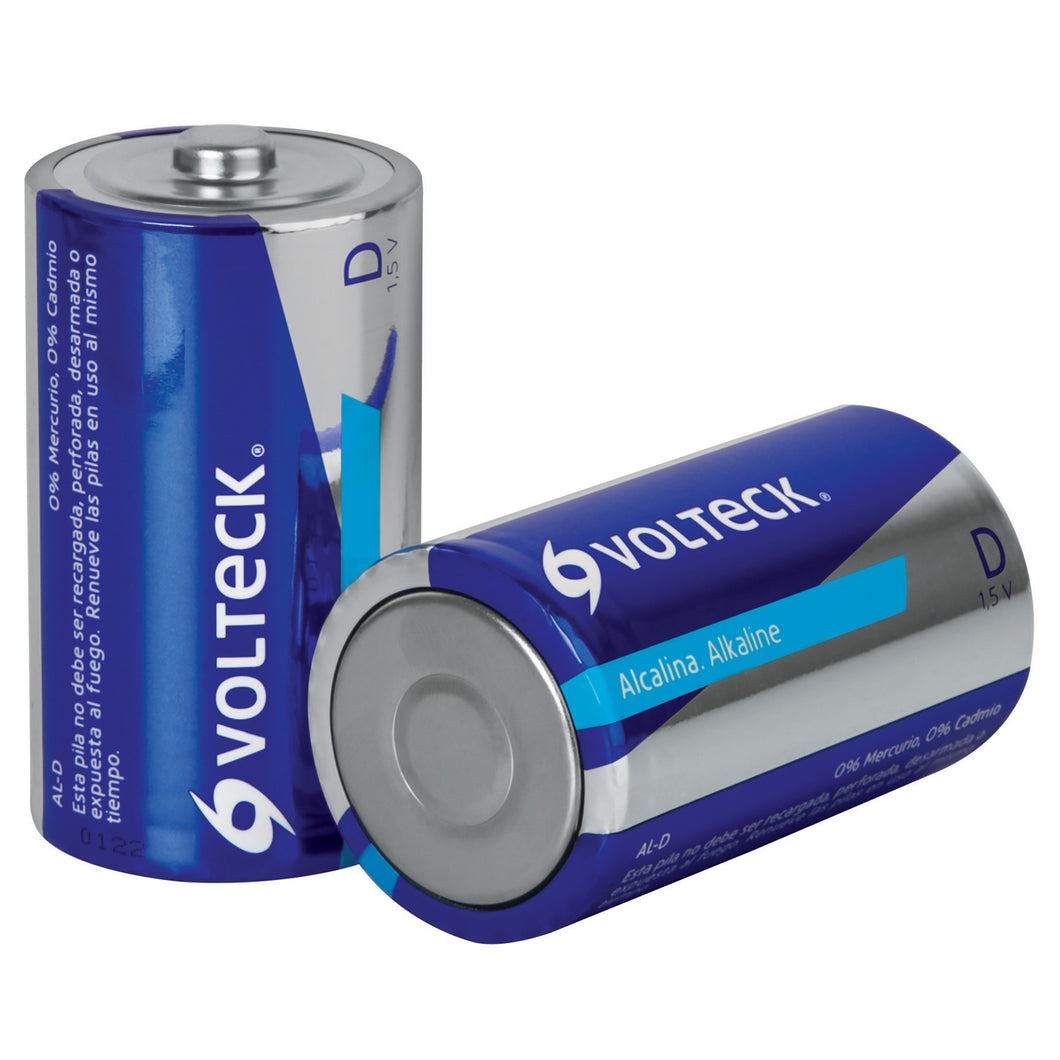 Pila alcalina tamaño D, blister con 2 pzas, Volteck
