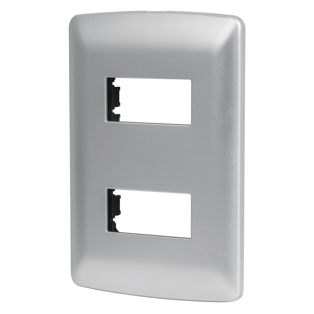Placa 2 módulos de ABS, línea italiana, color plata