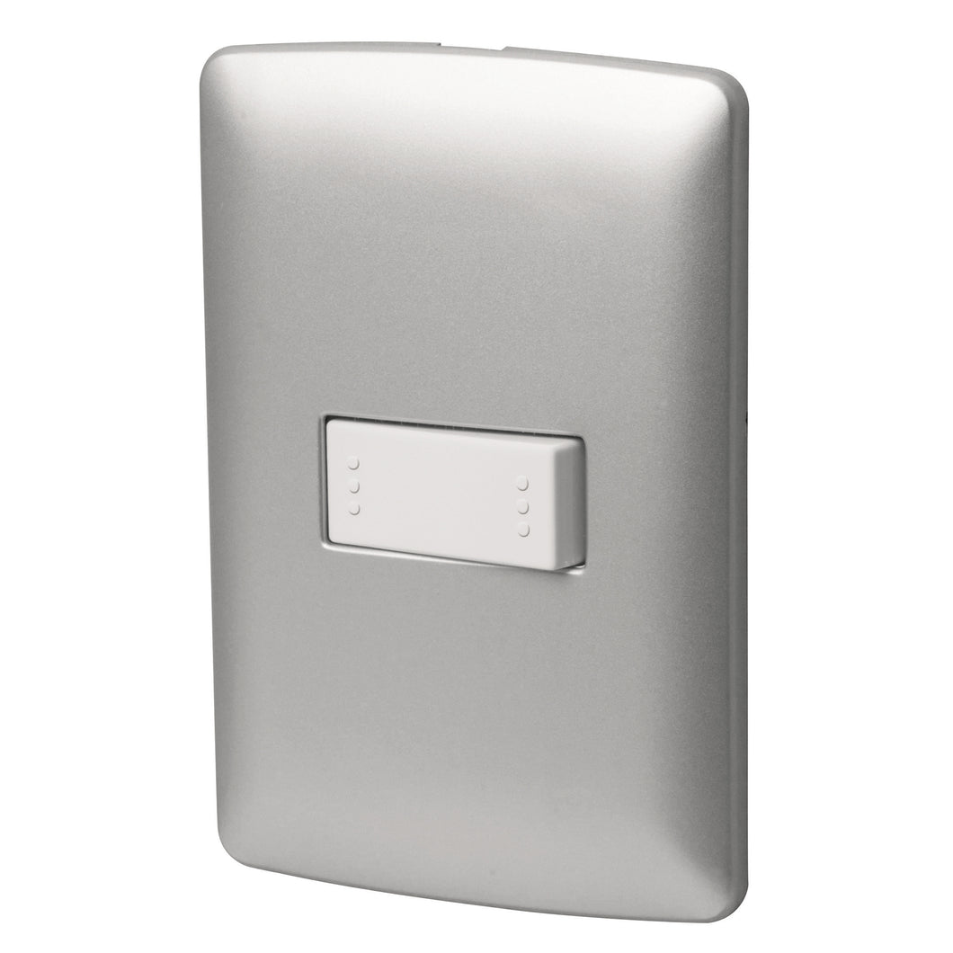 Placa armada 1 interruptor escalera plata, línea Italiana