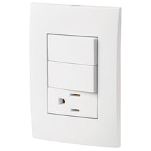 Cargar imagen en el visor de la galería, Placa armada contacto y 2 interruptores, línea Oslo, blanco
