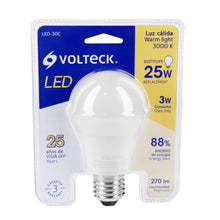 Cargar imagen en el visor de la galería, Lámpara de LED, A19, 3 W, luz calida
