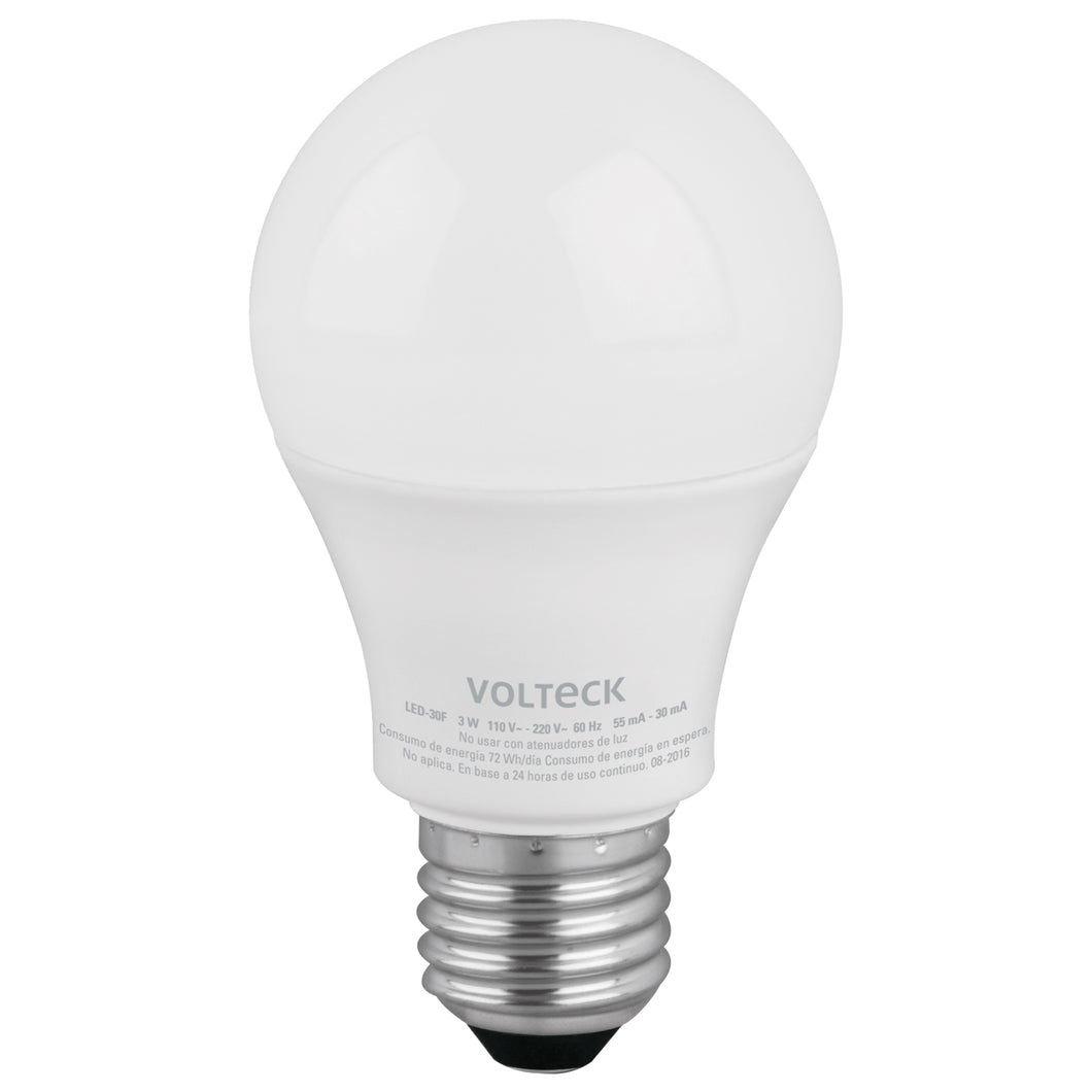 Lámpara de LED, A19, 3W, luz de día, 4 piezas en caja