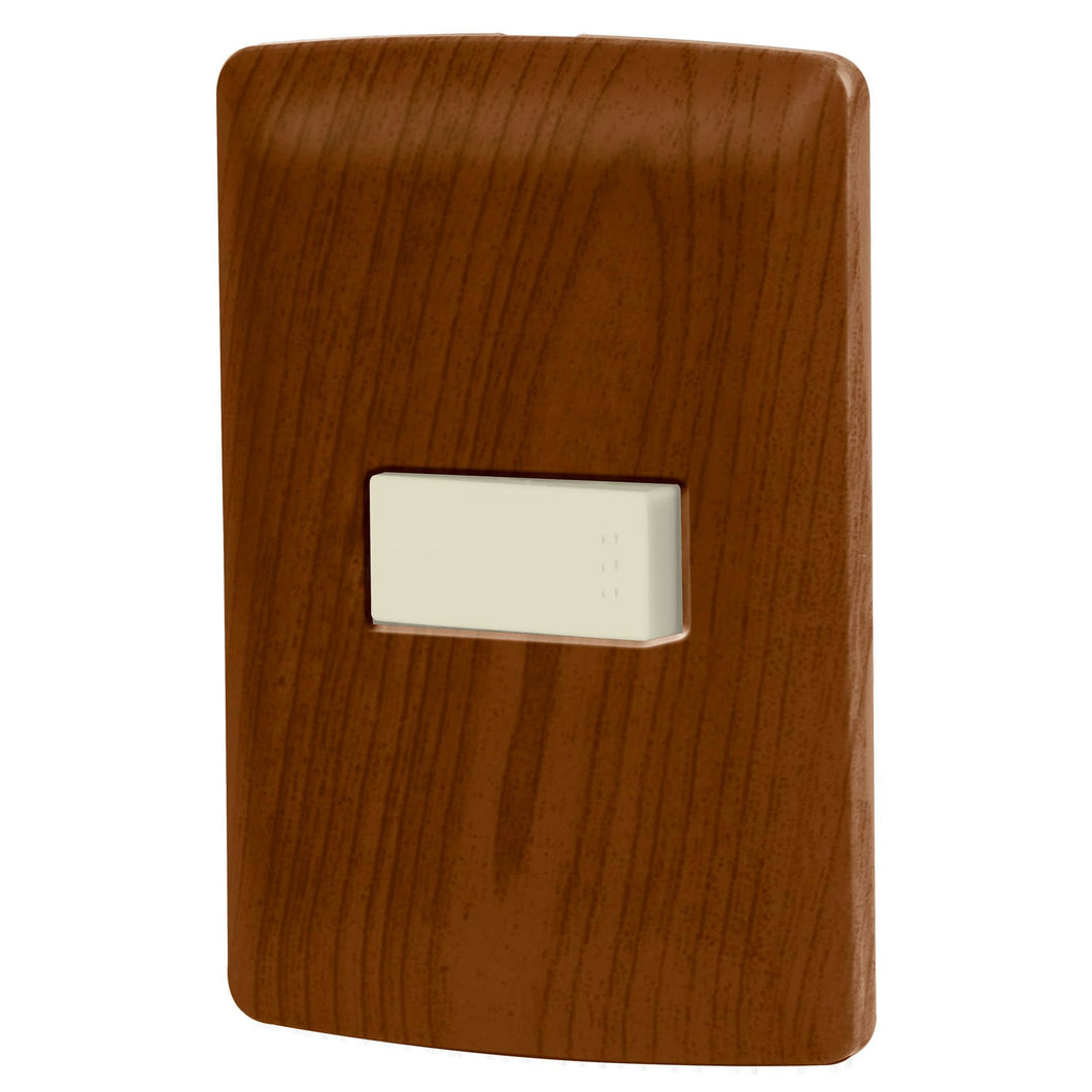 Placa armada 1 interruptor sencillo, madera, línea Italiana