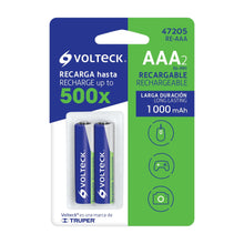 Cargar imagen en el visor de la galería, Pilas recargables, larga duración, AAA, 1,000 mAh, 2 piezas
