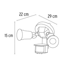 Cargar imagen en el visor de la galería, Arbotante negro con sensor de movimiento, 2XE26, Max. 300 W
