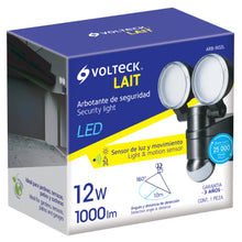 Cargar imagen en el visor de la galería, Arbotante negro con sensor de movimiento, LED, 12 W
