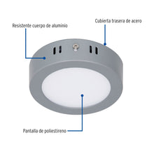 Cargar imagen en el visor de la galería, Plafón redondo, moderno, 6W, 6500K, LED, gris
