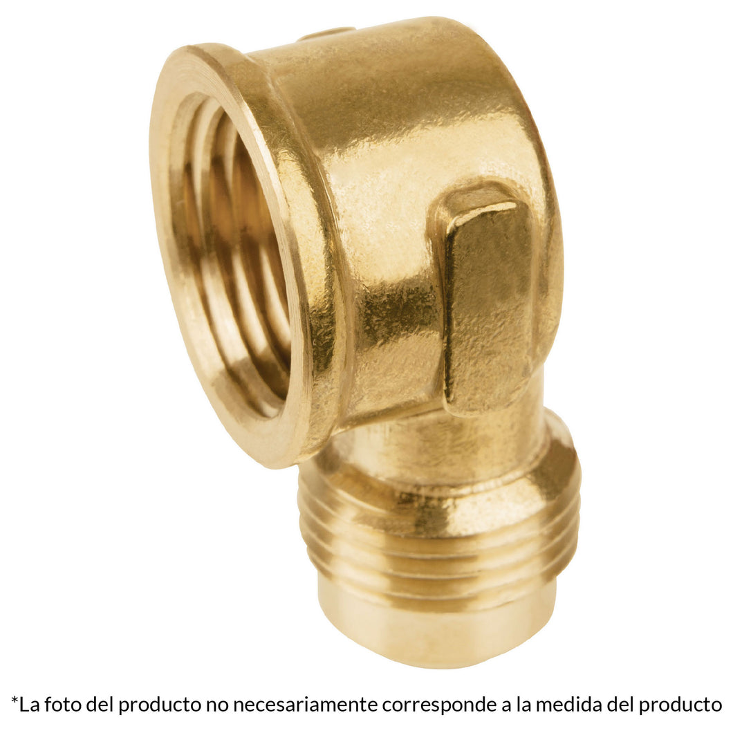 Codo para estufa a 90° de latón, 3/8 x 3/8'