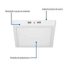 Cargar imagen en el visor de la galería, Plafón cuadrado, moderno, 18 W, 6500 K, LED, blanco
