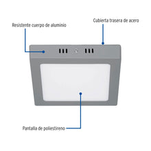 Cargar imagen en el visor de la galería, Plafón cuadrado, moderno, 12 W, 6500 K, LED, gris
