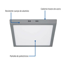 Cargar imagen en el visor de la galería, Plafón cuadrado, moderno, 24 W, 6500 K, LED, gris
