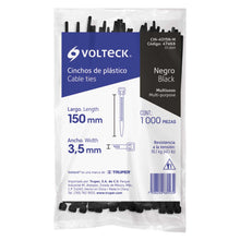 Cargar imagen en el visor de la galería, Cincho plástico, 40 lb, 15 cm, negro, bolsa con 1000 pzas
