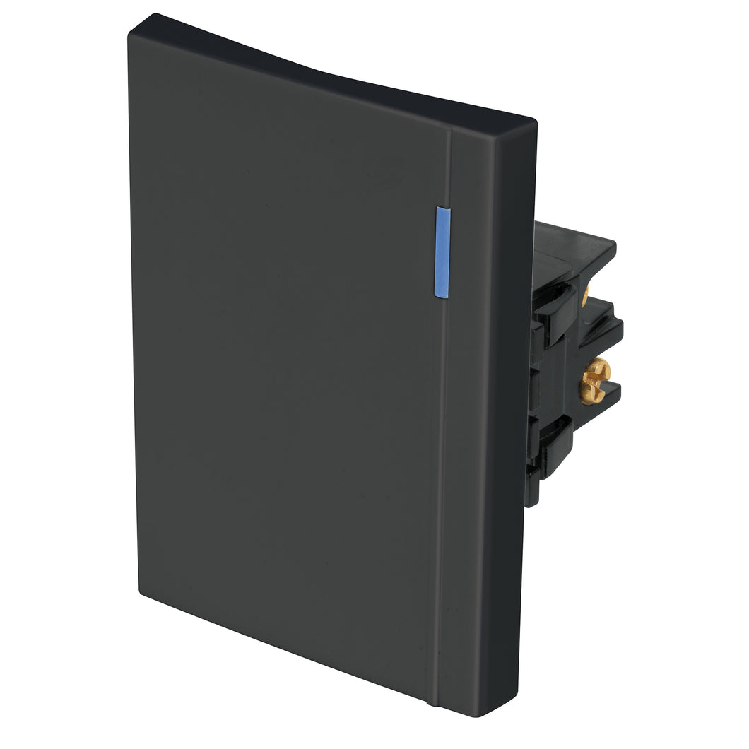Interruptor de 3 vías, 3 módulos, línea Española, negro