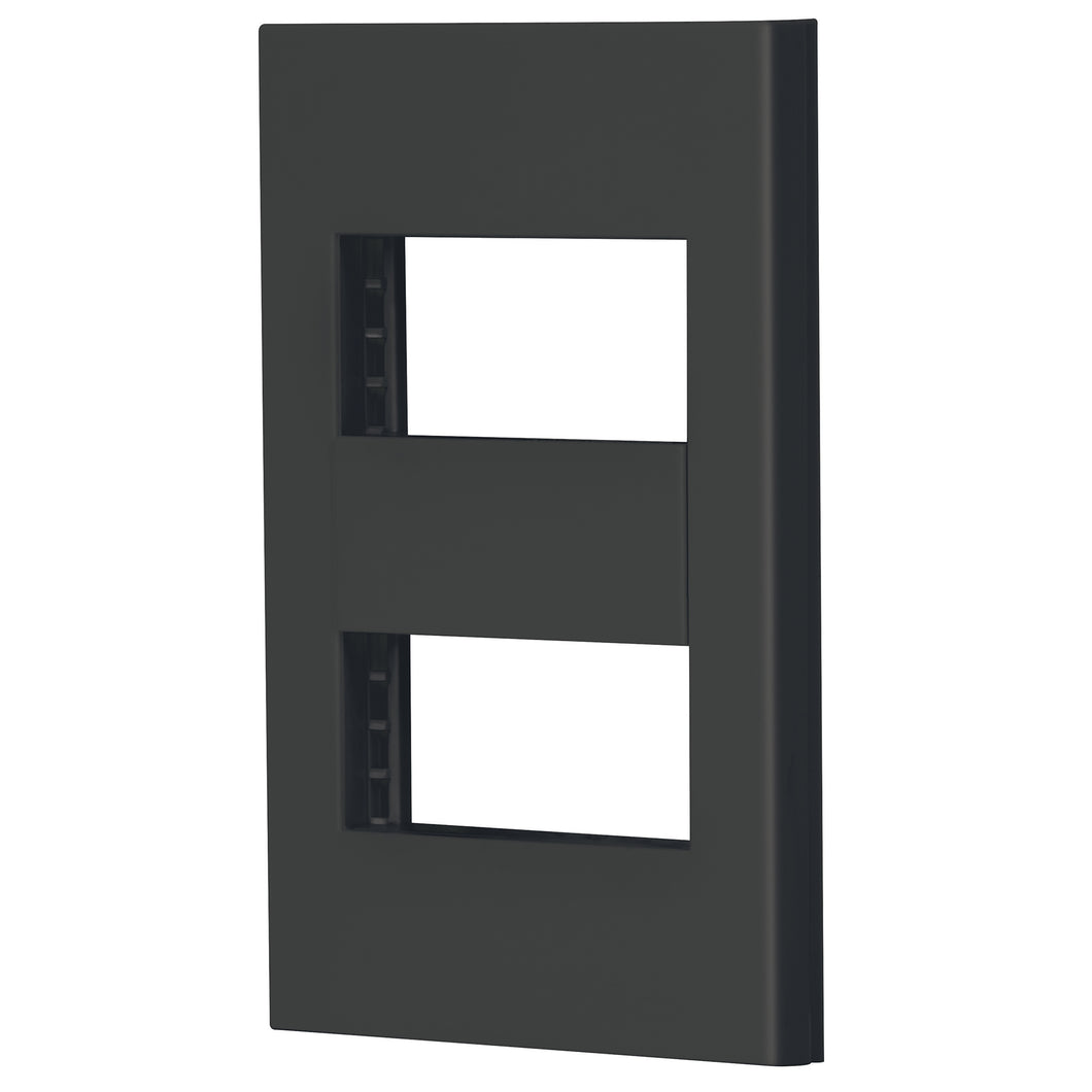 Placa 2 ventanas, 1 módulo, línea Española, color negro