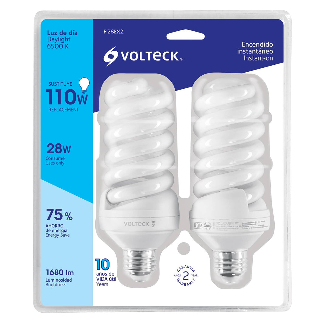 Lámpara 28 W, espiral, luz día, T4, en blister 2 piezas