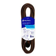 Extensión eléctrica doméstica, 8 m, café, Volteck