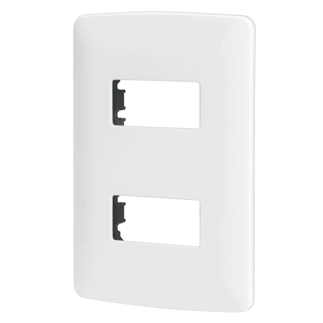 Placa 2 módulos de ABS, línea Italiana, color blanco