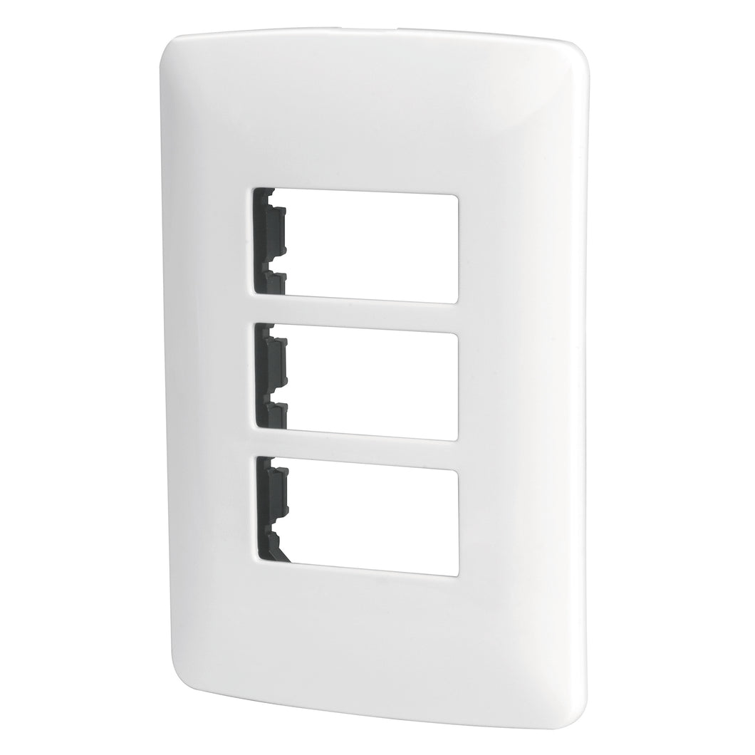 Placa 3 módulos de ABS, línea Italiana, color blanco