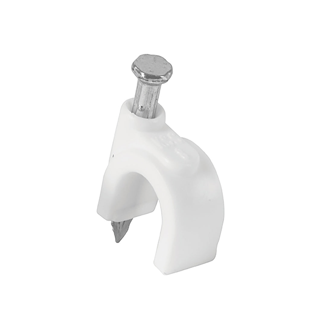 Grapa para cable redondo, 8 mm, blanca, bolsa con 20 piezas