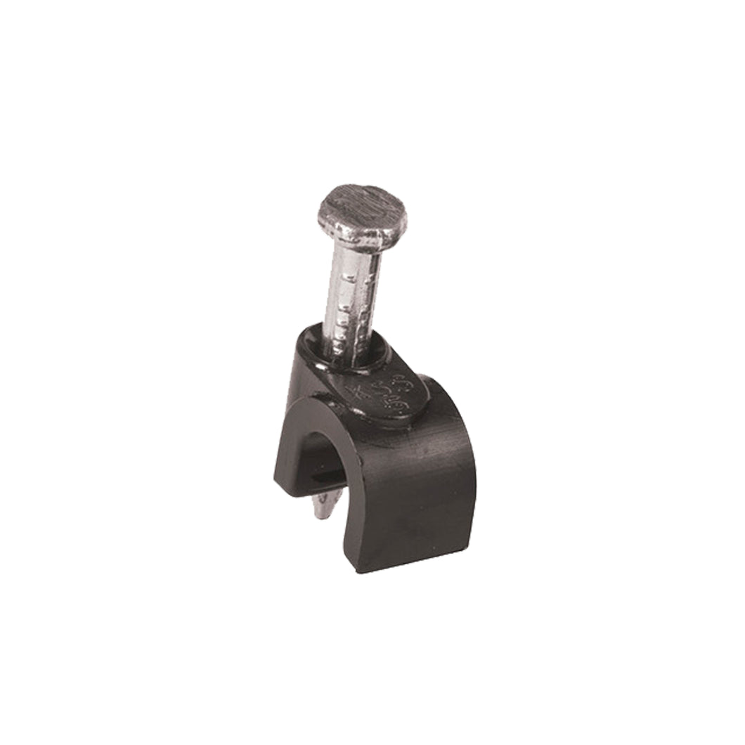 Grapa para cable redondo, 5 mm, negra, bolsa con 20 piezas